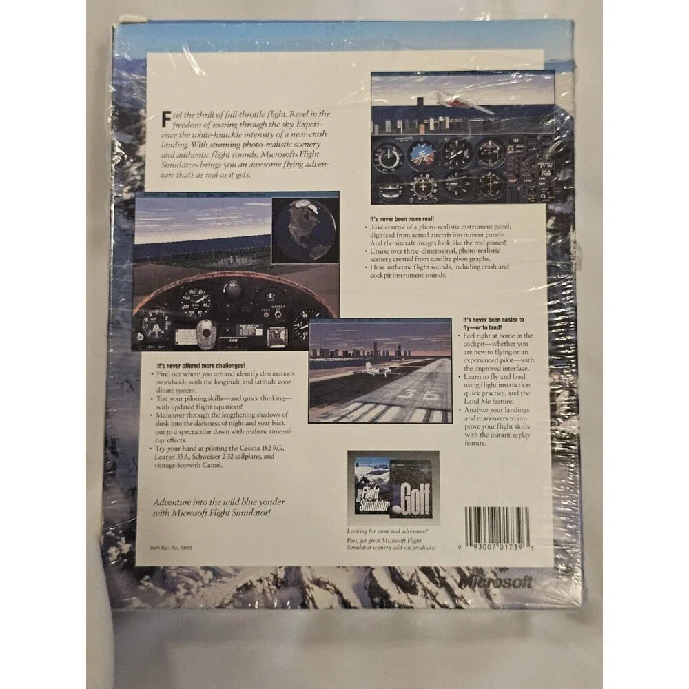 Vintage 1993 Microsoft Home Flight Simulator Computer Prgram W/ Manual